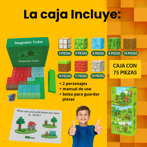 ¡Oferta Navideña! Pixelcraft™: Bloques Magnéticos Premium (75 Piezas)