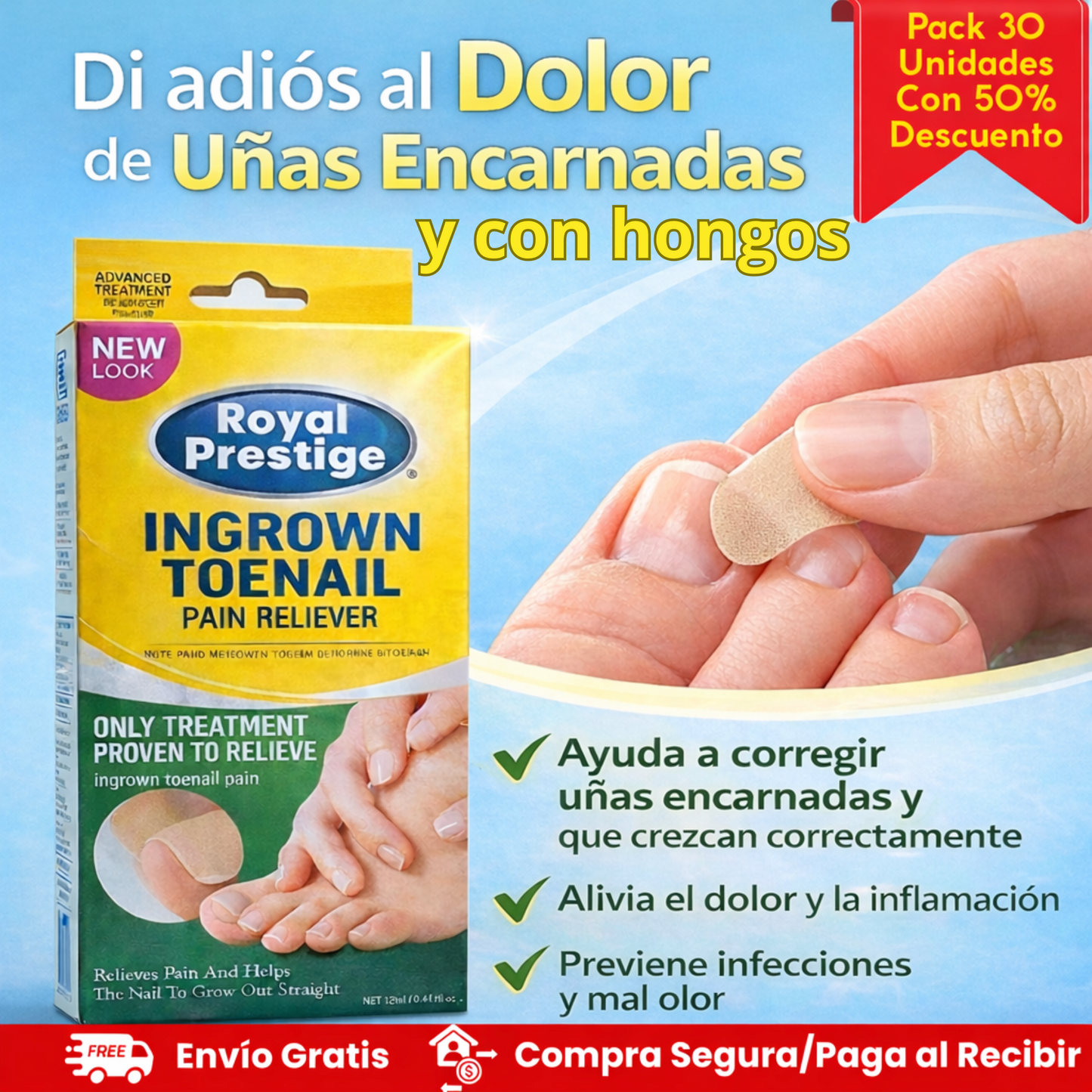 ¡Últimas Unidades! Free Nail™, Parche corrector uñas encarnadas y con hongos